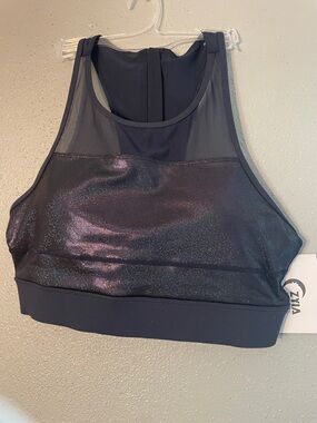 Athletic Shimmer Zyia Active All star Sports Bra - Navy NWT zipper in back